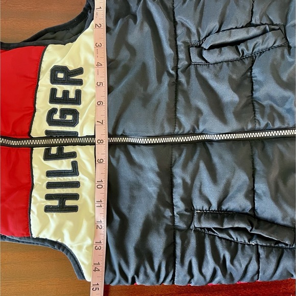 Tommy Hilfiger Boys Puffer Vest Size 6 Red White Blue Full Zip Logo - Picture 7 of 8